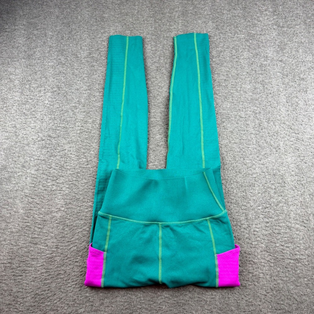 Fabletics SculptKnit Leggings Women's Medium Teal Pink High Waisted‎ Pockets
